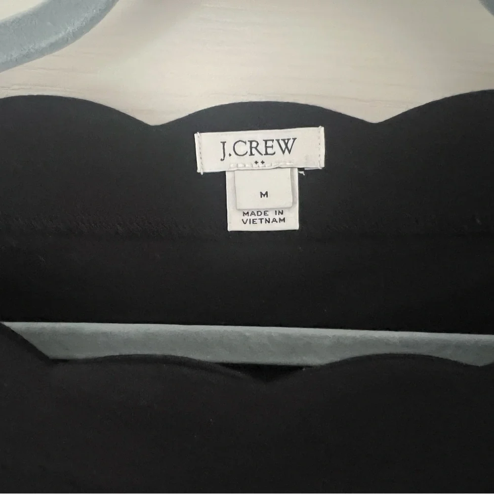 J. Crew Women's Black Long Sleeve Scallop Top - Picture 3 of 4